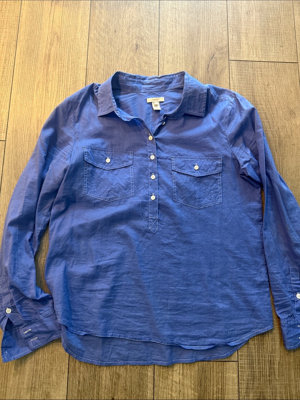 J. Crew Blue Button-Front Women's Shirt Size 6. Lightweight, perfect for summer.
